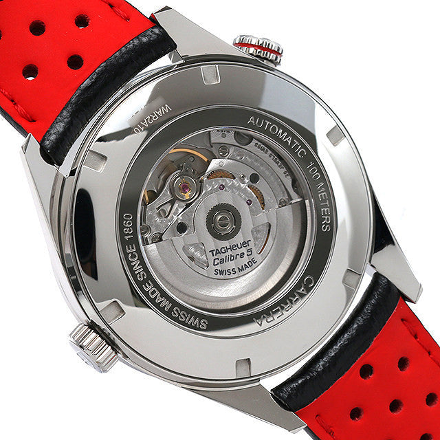 Tag Heuer Carrera Calibre 5 Drive Timer Black Dial Black Leather Strap Watch for Men - WAR2A10.FC6337