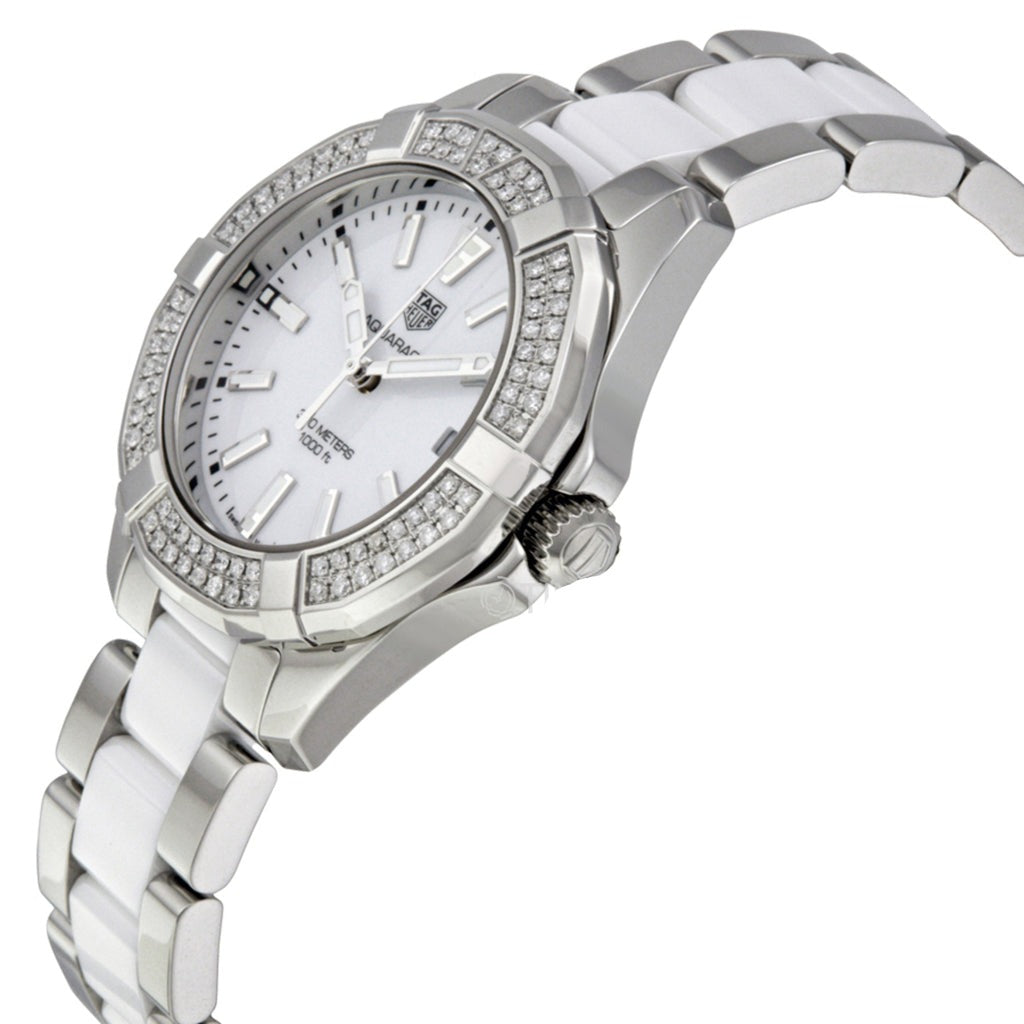  Shop Authentic Tag Heuer Aquaracer Diamonds White Dial Two Tone Steel Strap Watch for Women - WAY131F.BA0914 - Luxxuri