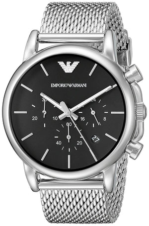  Shop Authentic Emporio Armani Luigi Chronograph Black Dial Silver Mesh Bracelet Watch For Men - AR1811 - Luxxuri