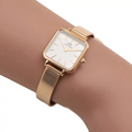  Shop Authentic Daniel Wellington Quadro Studio White Dial Rose Gold Mesh Strap Watch For Women - DW00100517 - Luxxuri