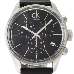  Shop Authentic Calvin Klein Masculine Chronograph Black Dial Black Leather Strap Watch for Men - K2H27102 - Luxxuri