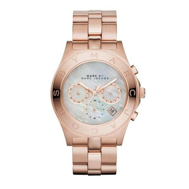  Shop Authentic Marc Jacobs Blade Chronograph Mother of Pearl White Dial Rose Gold Steel Strap Watch for Women - MBM8637 - Luxxuri