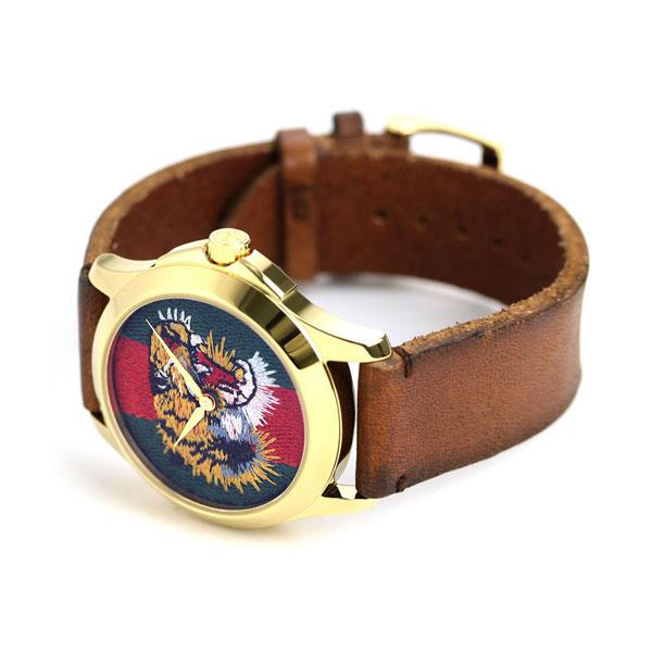  Shop Authentic Gucci Le Marche Des Merveilles Red & Green Dial Brown Leather Strap Unisex Watch - YA126497 - Luxxuri