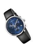  Shop Authentic Calvin Klein Chronograph Blue Dial Black Leather Strap Watch for Men - K8Q371CN - Luxxuri