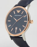  Shop Authentic Emporio Armani Renato Analog Blue Dial Black Leather Strap Watch For Men - AR2506 - Luxxuri