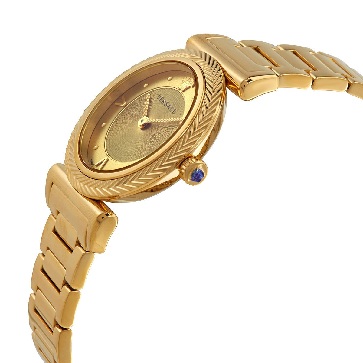  Shop Authentic Versace V-Motif Gold Dial Gold Steel Strap Watch for Women - VERE00618 - Luxxuri