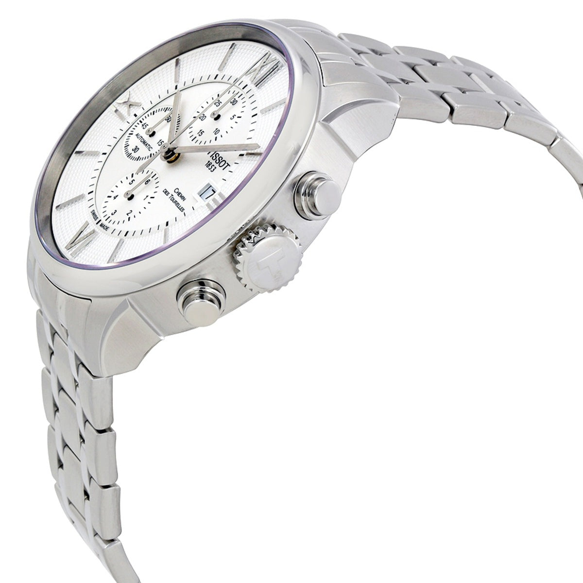  Shop Authentic Tissot Chemin des Tourelles Automatic Chronograph White Dial Silver Steel Strap Watch for Men - T099.427.11.038.00 - Luxxuri