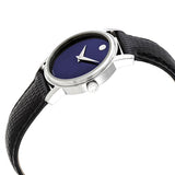  Shop Authentic Movado Museum Blue Dial Black Leather Strap Watch For Women - 2100010 - Luxxuri