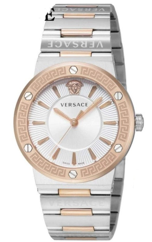  Shop Authentic Versace Greca Quartz White Dial Two Tone Steel Strap Watch For Women - VEVH01020 - Luxxuri
