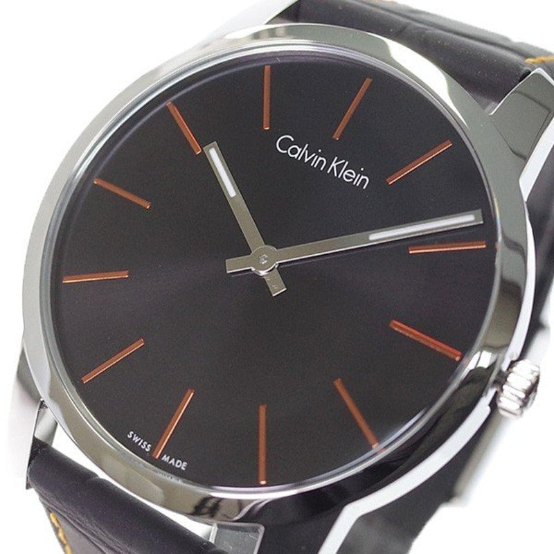  Shop Authentic Calvin Klein City Black Dial Black Leather Strap Watch for Men - K2G211C1 - Luxxuri