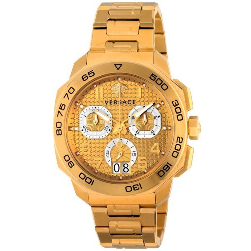  Shop Authentic Versace Dylos Chronograph Gold Dial Gold Steel Strap Watch for Men - VQC040015 - Luxxuri