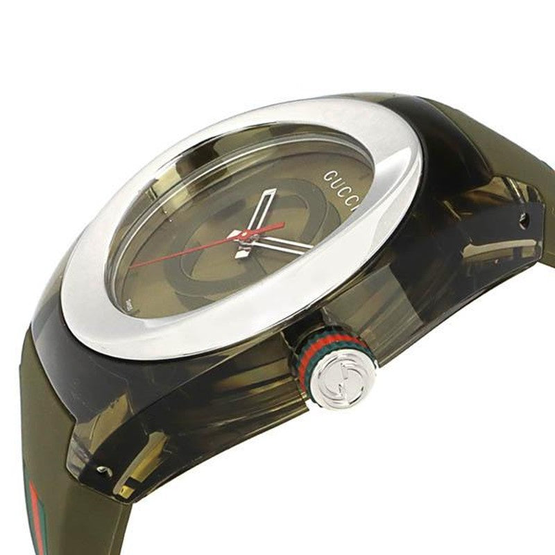  Shop Authentic Gucci Sync XXL Quartz Brown Dial Brown Leather Strap Watch For Men - YA137106 - Luxxuri