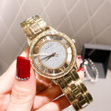  Shop Authentic Guess Analog Diamonds Silver Dial Gold Steel Strap Watch For Women - W1013l2 - Luxxuri