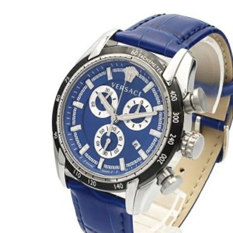  Shop Authentic Versace V-Ray Chronograph Quartz Blue Dial Blue Leather Strap Watch for Men - VE2I00721 - Luxxuri