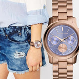  Shop Authentic Michael Kors Runway Chronograph Purple Dial Rose Gold Steel Strap Watch For Women - MK6163 - Luxxuri
