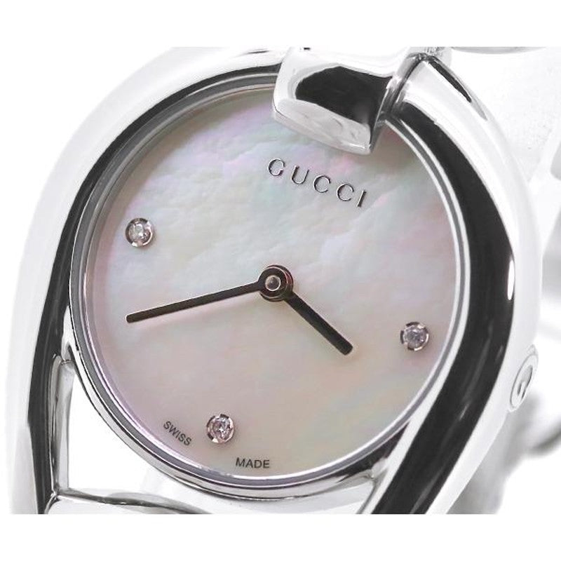  Shop Authentic Gucci Horsebit Collection Diamonds Mother of Pearl Dial Silver Steel Strap Watch For Women - YA139506 - Luxxuri