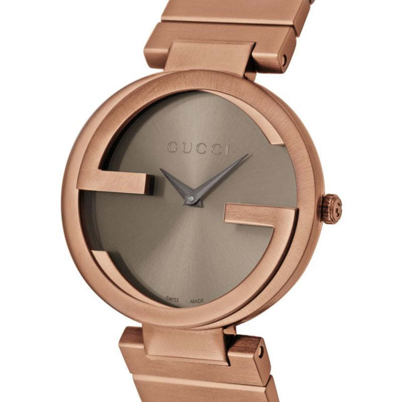  Shop Authentic Gucci Interlocking G Quartz Brown Dial Brown Steel Strap Watch for Women -  YA133317 - Luxxuri