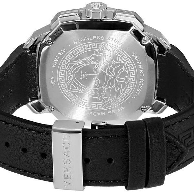  Shop Authentic Versace Dylos Analog Black Dial Black Leather Strap Watch for Men - VQC010015 - Luxxuri