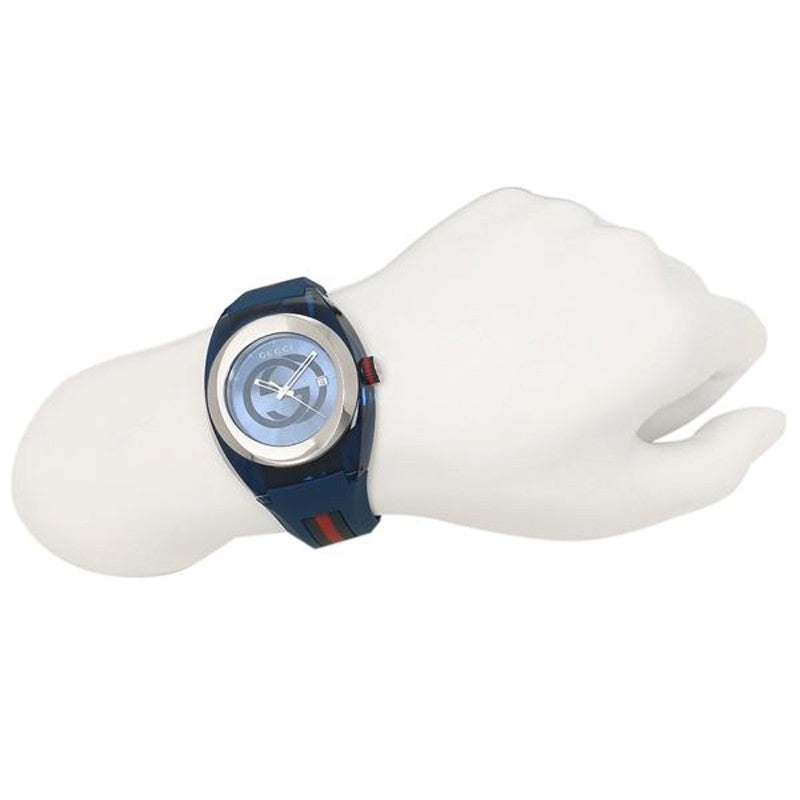  Shop Authentic Gucci Sync XXL Quartz Blue Dial Blue Rubber Strap Watch For Men - YA137104 - Luxxuri