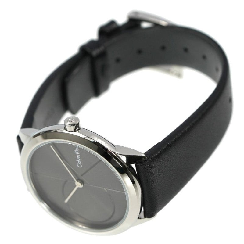  Shop Authentic Calvin Klein Minimal Grey Dial Black Leather Strap Watch for Men - K3M221C3 - Luxxuri