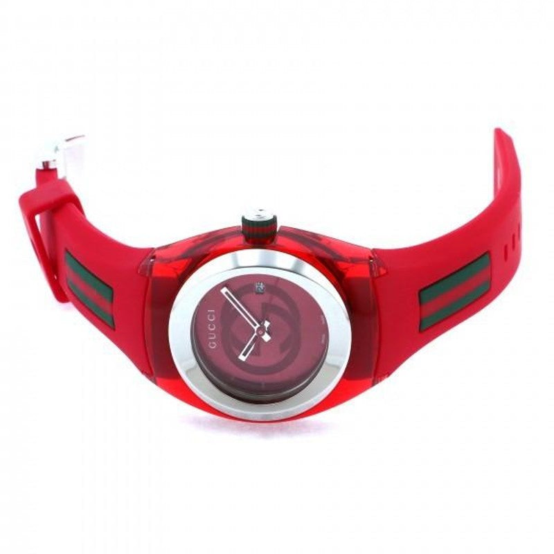  Shop Authentic Gucci Sync Quartz Red Dial Red Rubber Strap Watch For Women - YA137303 - Luxxuri