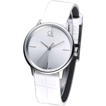  Shop Authentic Calvin Klein Accent White Dial White Leather Strap Watch for Women - K2Y2Y1K6 - Luxxuri