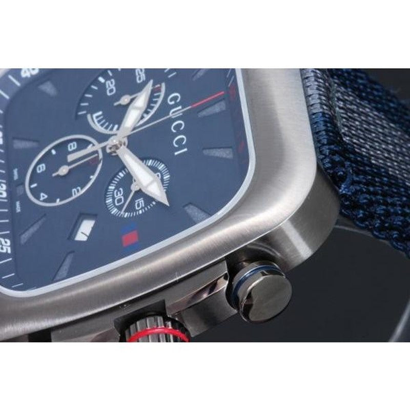  Shop Authentic Gucci Coupe Chronograph Blue Dial Two Tone NATO Strap Watch for Men - YA131203 - Luxxuri
