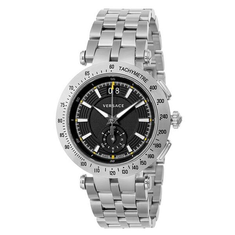  Shop Authentic Versace V-Race Sport Black Dial Silver Steel Strap Watch for Men - VAH010016 - Luxxuri