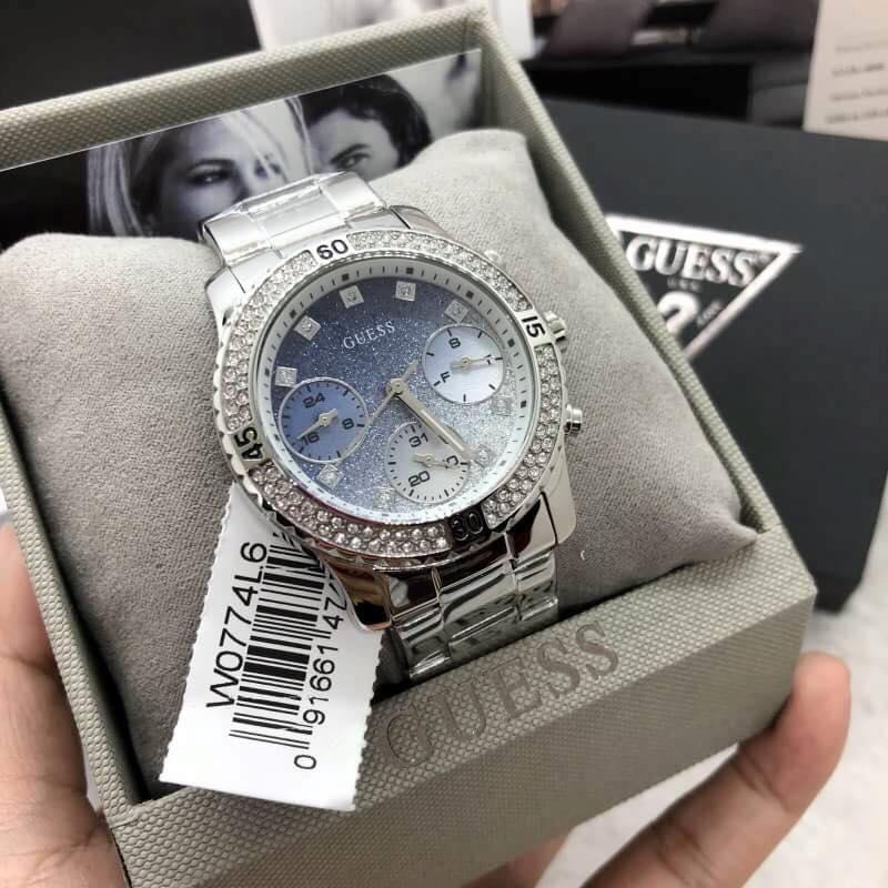  Shop Authentic Guess Confetti Diamonds Blue Dial Silver Steel Strap Watch for Women - W0774L6 - Luxxuri