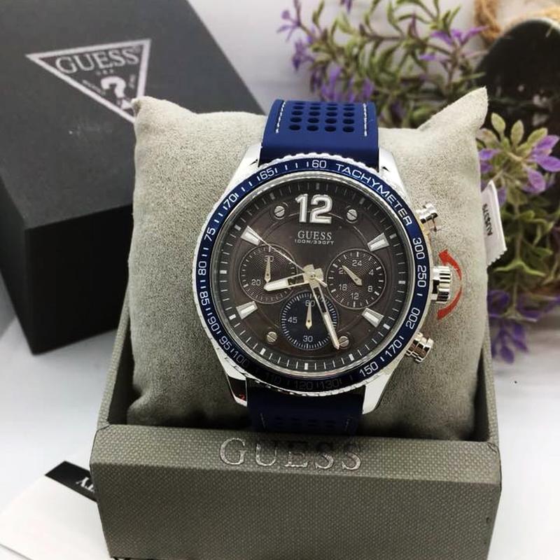 Shop Authentic Guess Fleet Chronograph Black Dial Blue Rubber Strap Watch for Men - W0971G2 - Luxxuri