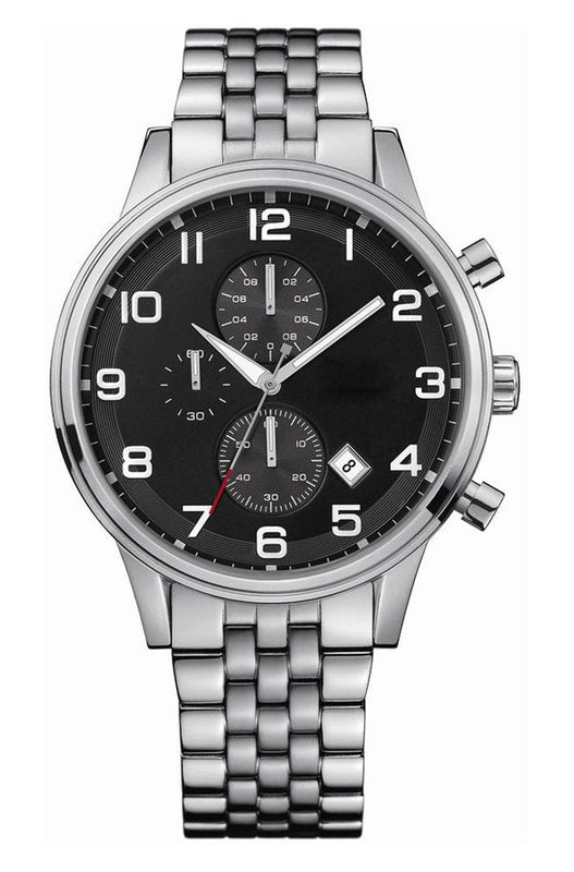  Shop Authentic Hugo Boss Aeroliner Chronograph Quartz Black Dial Silver Steel Strap Watch For Men - HB1512446 - Luxxuri