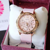  Shop Authentic Guess Sparkling Diamonds Pink Dial Pink Rubber Strap Watch for Women - W0032L9 - Luxxuri