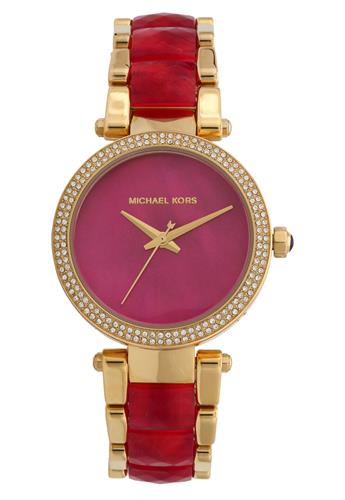  Shop Authentic Michael Kors Parker Pink Mother of Pearl Dial Two Tone Steel Strap Watch for Women - MK6490 - Luxxuri