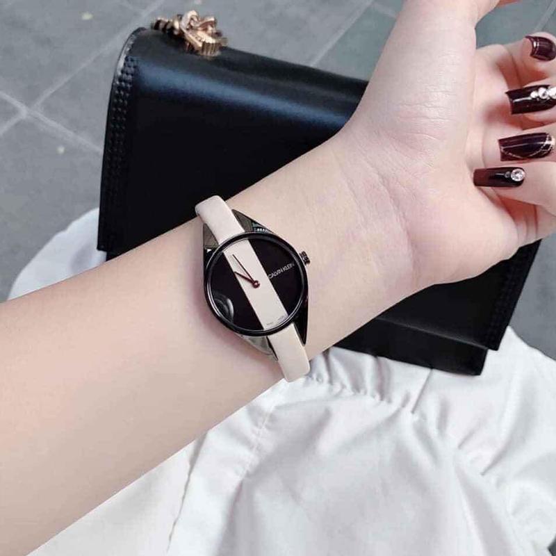  Shop Authentic Calvin Klein Rebel Cream Black Dial Cream Leather Strap Watch for Women - K8P237X1 - Luxxuri