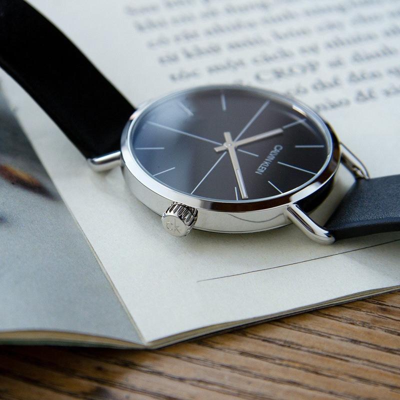  Shop Authentic Calvin Klein Even Black Dial Black Leather Strap Watch for Women  - K7B231CZ - Luxxuri
