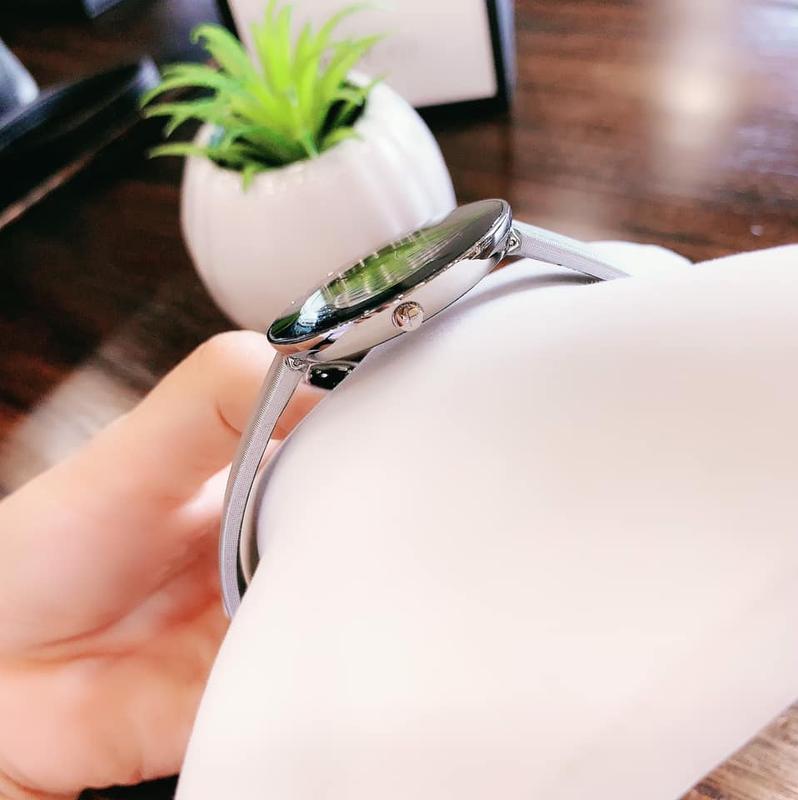  Shop Authentic Calvin Klein Chic Silver Dial White Leather Strap Watch for Women - K7N23UP8 - Luxxuri