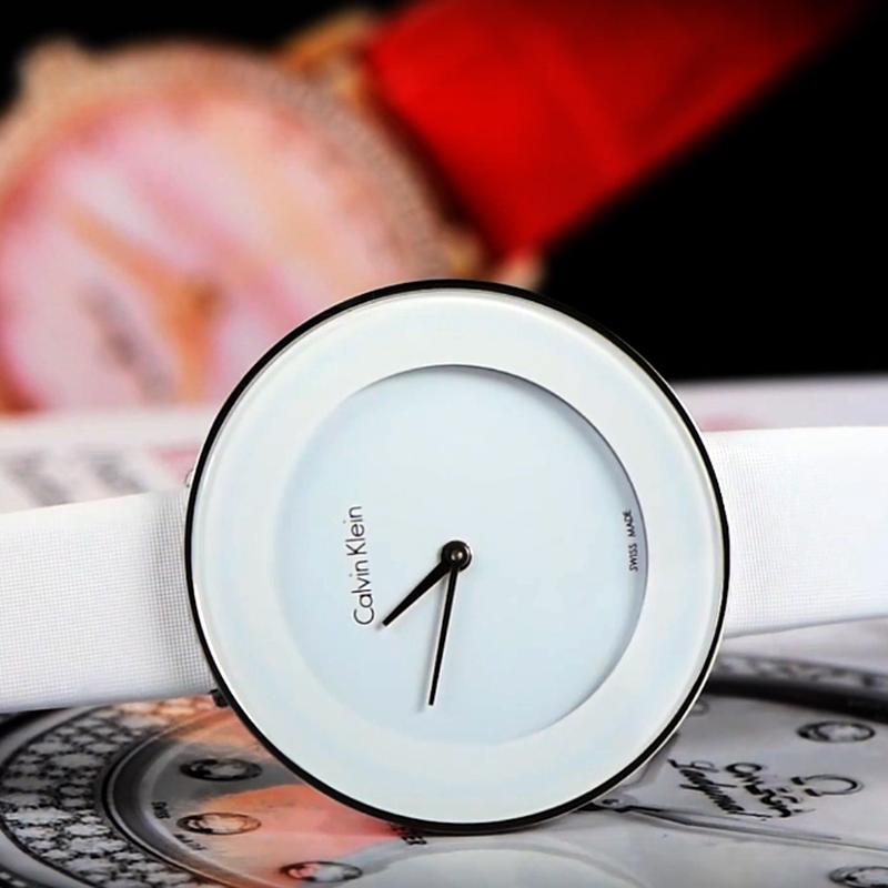  Shop Authentic Calvin Klein Chic White Dial White Leather Strap Watch for Women - K7N23TK2 - Luxxuri