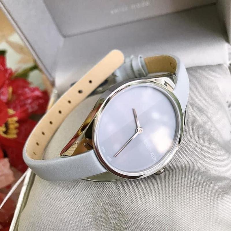  Shop Authentic Calvin Klein Rebel Grey Dial Grey Leather Strap Watch for Women - K8P231Q4 - Luxxuri
