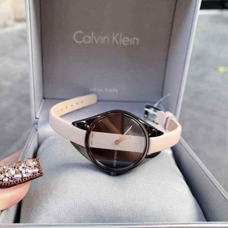  Shop Authentic Calvin Klein Rebel Cream Black Dial Cream Leather Strap Watch for Women - K8P237X1 - Luxxuri