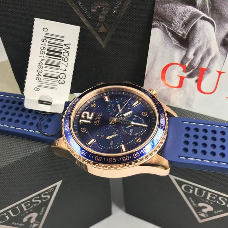  Shop Authentic Guess Fleet Blue Dial Blue Rubber Strap Watch for Men - W0971G3 - Luxxuri