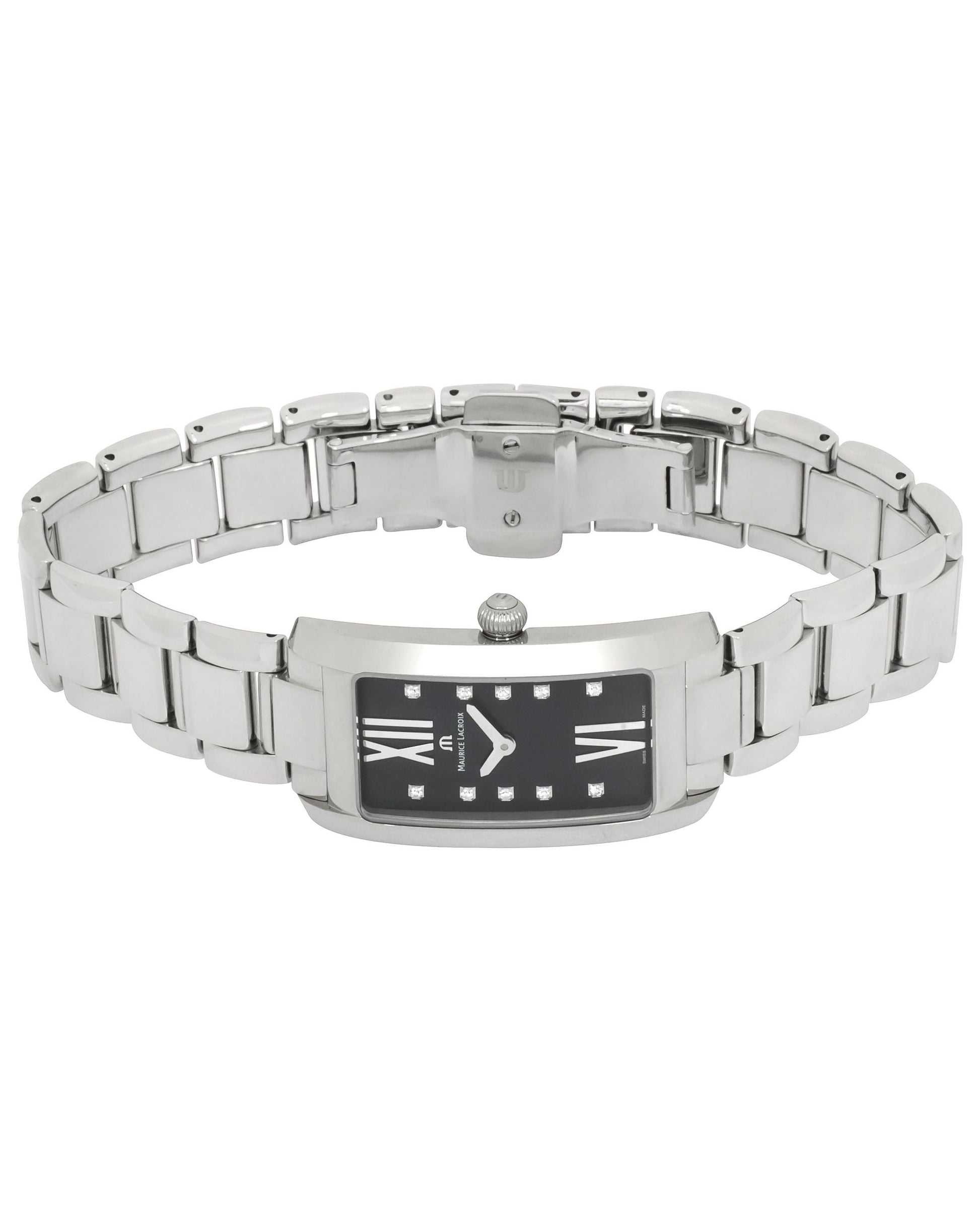  Shop Authentic Maurice Lacroix Fiaba Black Dial Silver Steel Strap Watch for Women - FA2164-SS002-350 - Luxxuri