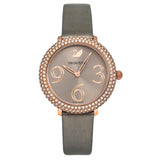  Shop Authentic Swarovski Crystal Frost Grey Dial Grey Leather Strap Watch for Women - 5484067 - Luxxuri