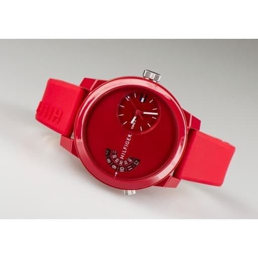  Shop Authentic Tommy Hilfiger Denim Red Dial Red Rubber Strap Watch for Men - 1791557 - Luxxuri