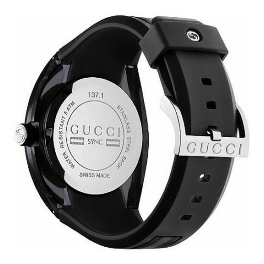  Shop Authentic Gucci Sync XXL Quartz Black Dial Black Rubber Strap Watch For Men - YA137101 - Luxxuri