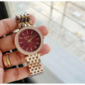 Michael Kors Darci Red DIal Rose Gold Stainless Steel Strap Watch for Women - MK3378