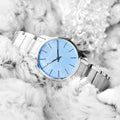  Shop Authentic Calvin Klein City Mother of Pearl Blue Dial Silver Steel Strap Watch for Women - K2G2314X - Luxxuri