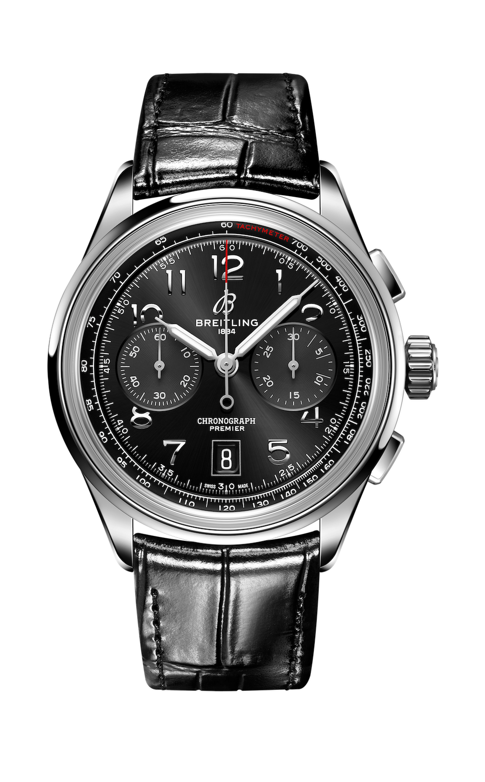  Shop Authentic Breitling Premier B01 Chronograph 42 Black Dial Black Leather Strap Watch for Men - AB0145221B1P1 - Luxxuri