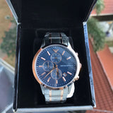  Shop Authentic Emporio Armani Renato Chronograph Blue Dial Two Tone Steel Strap Watch For Men - AR80025 - Luxxuri