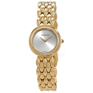  Shop Authentic Versace V Flare Diamonds Silver Dial Gold Steel Strap Watch for Women - VEBN00918 - Luxxuri