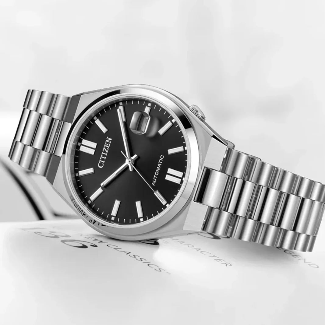  Shop Authentic Citizen Tsuyosa Automatic Black Dial Silver Steel Strap Watch For Men - NJ0150-56E - Luxxuri